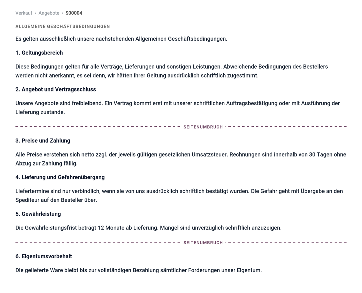 Sichtbare Seitenumbruch-Markierung im Odoo-Editor