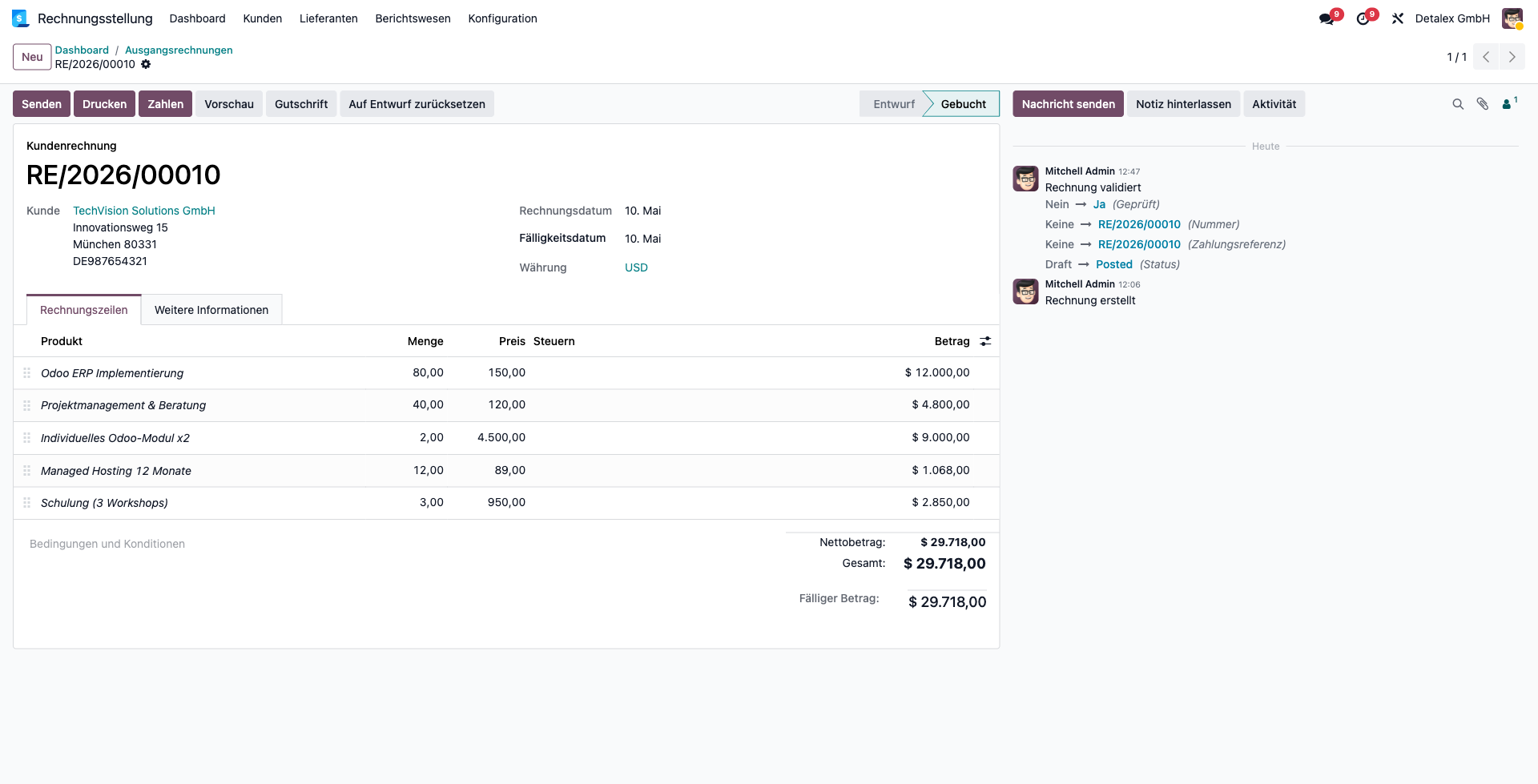 Rechnung Odoo
